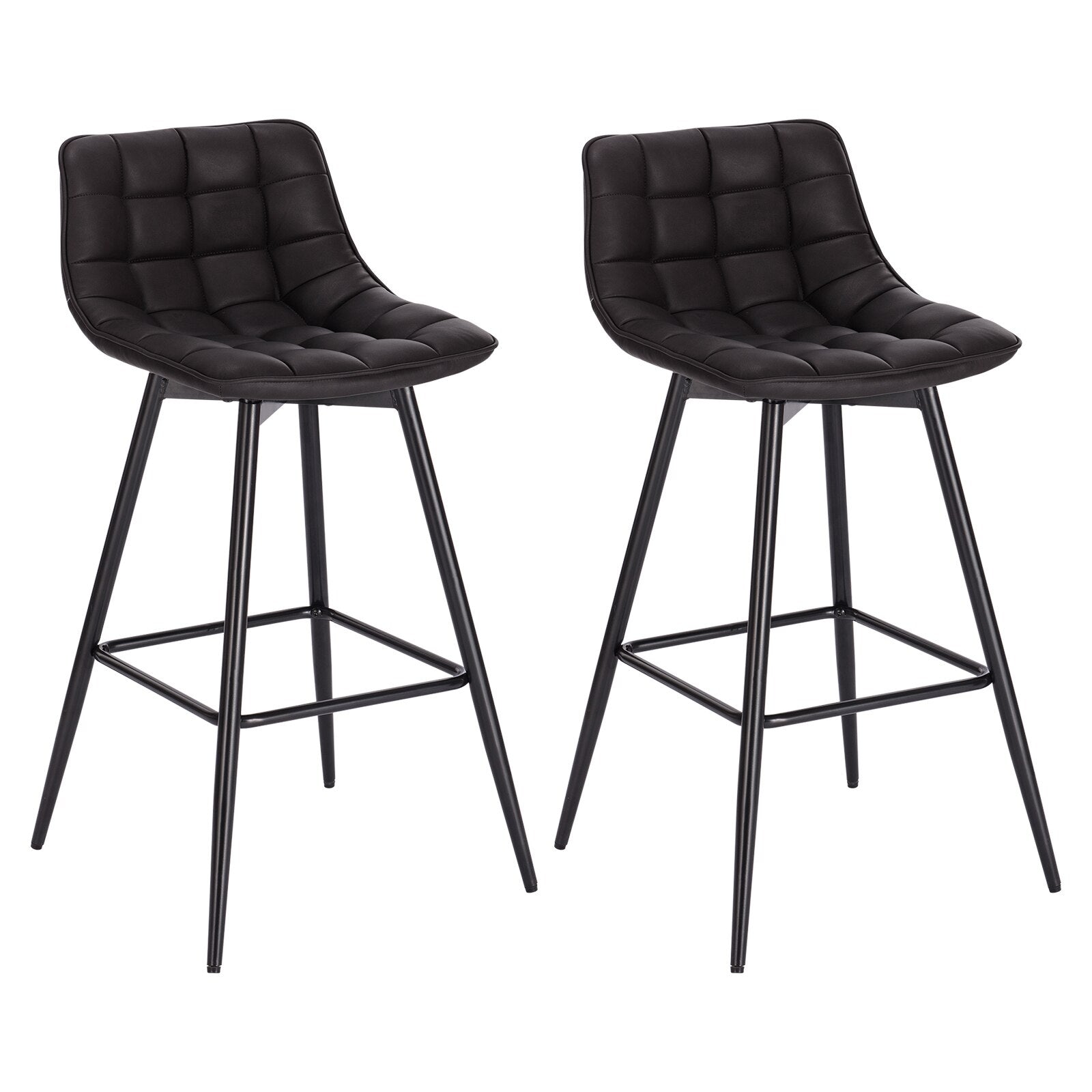 2 teiliges Designer Barhocker Set mit Leder/Velvet Sitz und Fußstütze aus Metallgestell für Zuhause und Bar Bistro - Unique Outlet