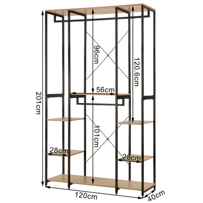 Kleideraufbewahrung mit Schuhregal - Moderner Kleiderständer für das Schlafzimmer und Wohnzimmer - 120x40x201 cm - umweltfreundliche Materialien - Einfache Montag - Unique Outlet
