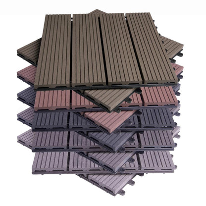 WPC-Komposit-Gartenbodenplatten, 30 x 30 cm, 11-teiliges Terrassenfliesen-Set mit Holzoptik und Klicksystem - Unique Outlet