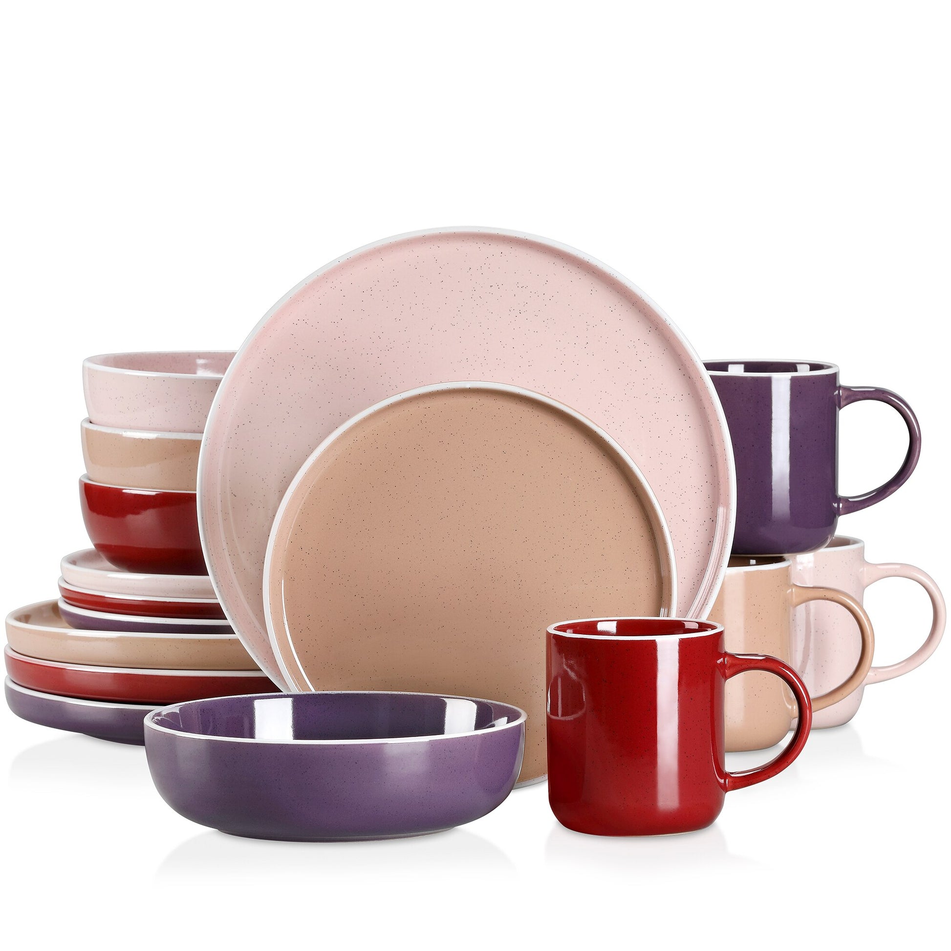 16/32/48 teiliges weißes Stoneware-Set mit Sesame Glaze Ceramic Dinnerware-Set - Unique Outlet