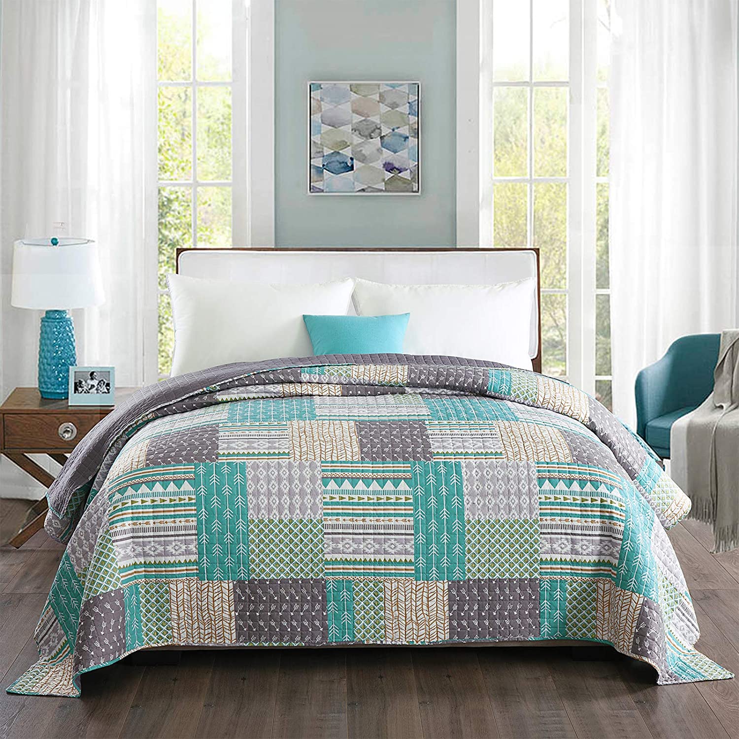 Bettüberwurf Steppdecke Doppelt Gepolstert in Wendemuster, 150x220cm, 1.1kg, Heimtextilien - Unique Outlet