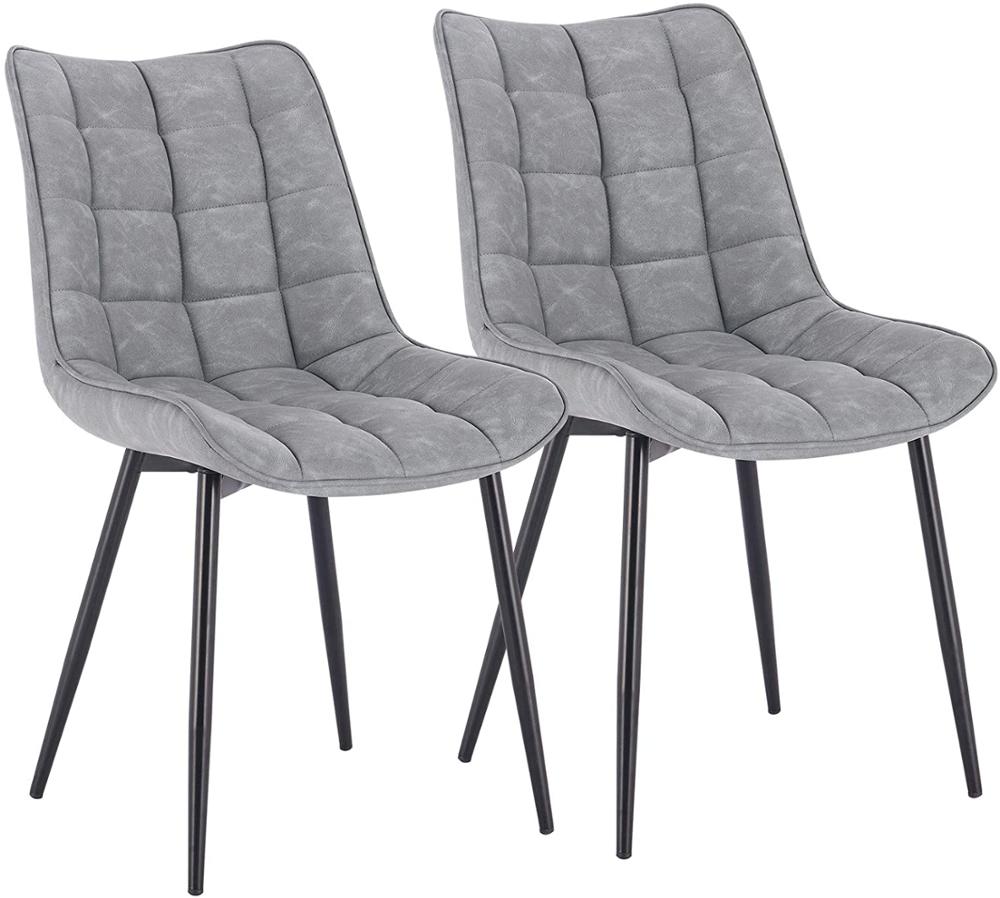 2-teiliges Set Esszimmerstühle aus Kunstleder/Stoff/Samt/Leinen mit gepolstertem Sitz und stabilen Metallbeinen für Küchenmöbel - Unique Outlet