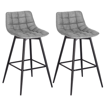 2 teiliges Designer Barhocker Set mit Leder/Velvet Sitz und Fußstütze aus Metallgestell für Zuhause und Bar Bistro - Unique Outlet