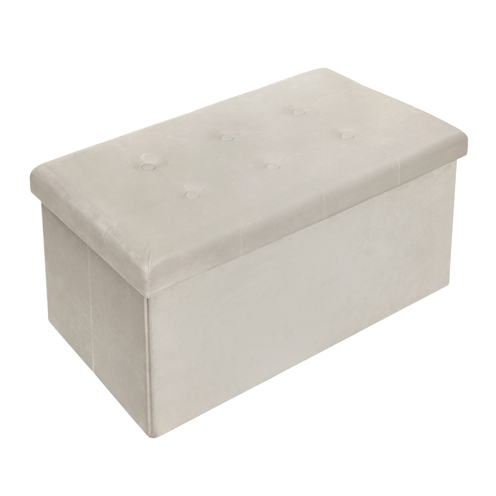 Faltbarer Aufbewahrungshocker mit gepolsterter Sitzfläche und abnehmbarem Deckel - Leinenstoff, 80L Kapazität, 300 kg Tragkraft, verschiedene Farben. - Unique Outlet