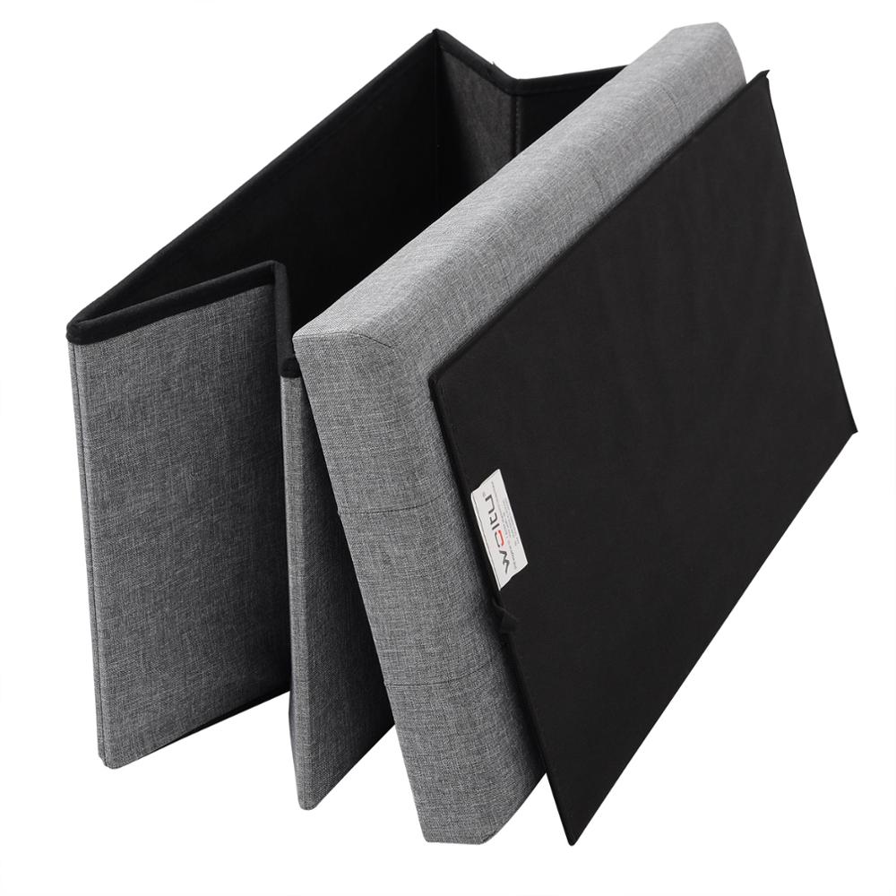 Faltbarer Aufbewahrungshocker mit gepolsterter Sitzfläche und abnehmbarem Deckel - Leinenstoff, 80L Kapazität, 300 kg Tragkraft, verschiedene Farben. - Unique Outlet