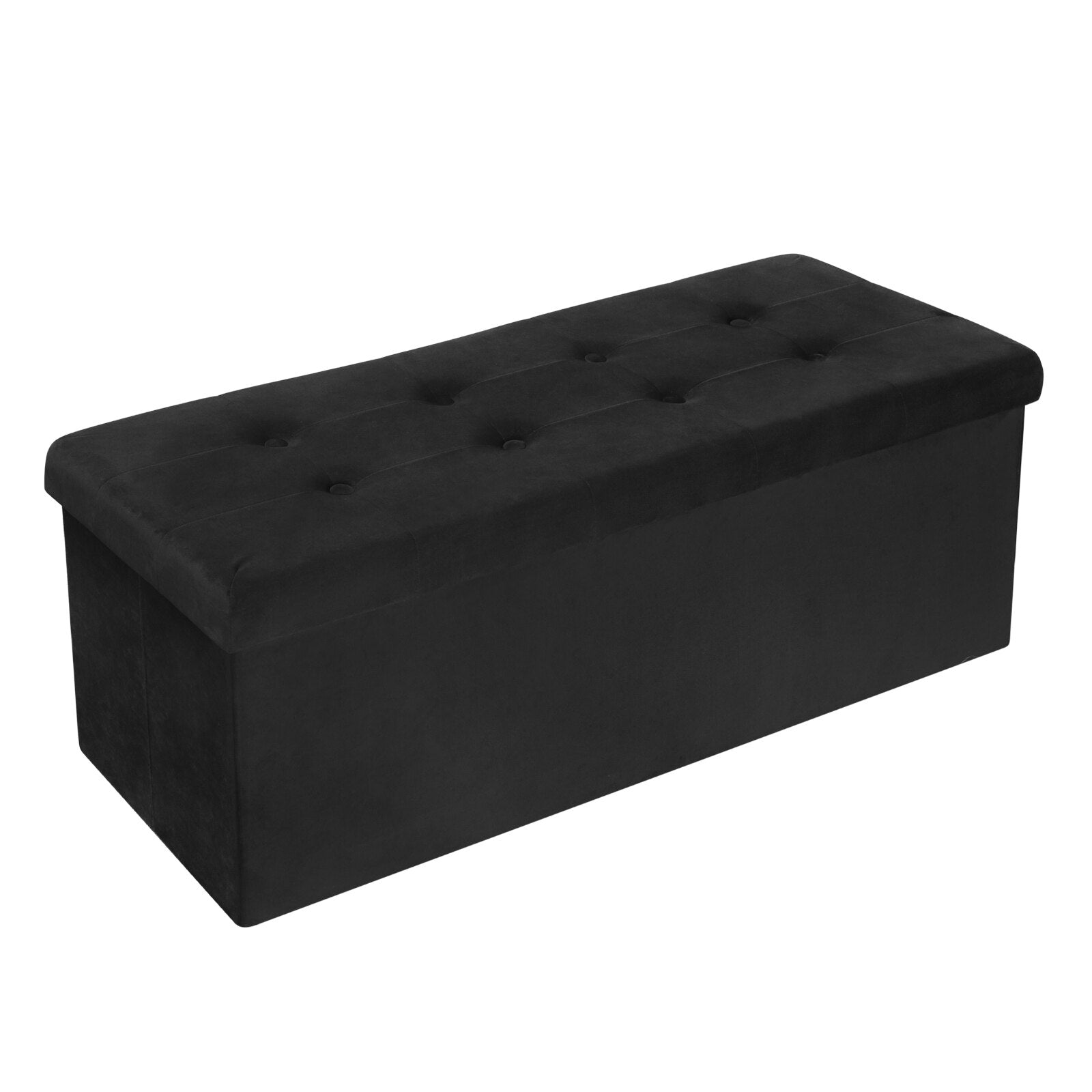 Klappbarer Hocker mit Stauraum, Sitzbank Truhe mit 118L Fassungsvermögen, Sitzpolster aus Leinen und Samt, für Wohnzimmermöbel und Aufbewahrung - Unique Outlet