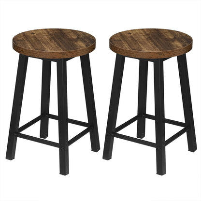 2-teiliges Set Vintage-Stil Esszimmerstühle aus Metall und Verbundholz, Küchenstühle im Retro-Industriedesign für Zuhause und Wohnzimmer - Unique Outlet