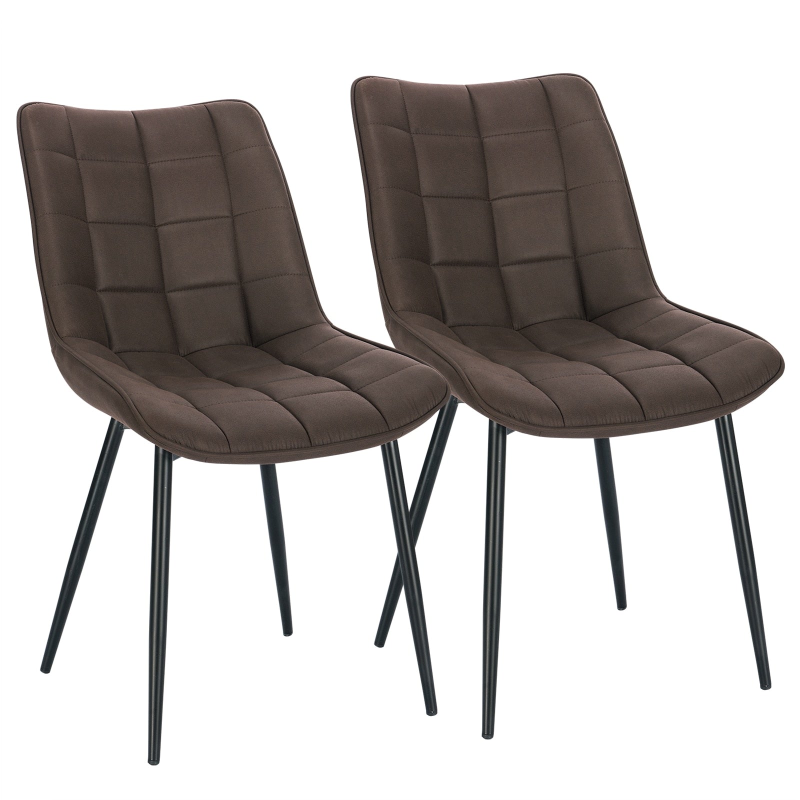 2-teiliges Set Esszimmerstühle aus Kunstleder/Stoff/Samt/Leinen mit gepolstertem Sitz und stabilen Metallbeinen für Küchenmöbel - Unique Outlet